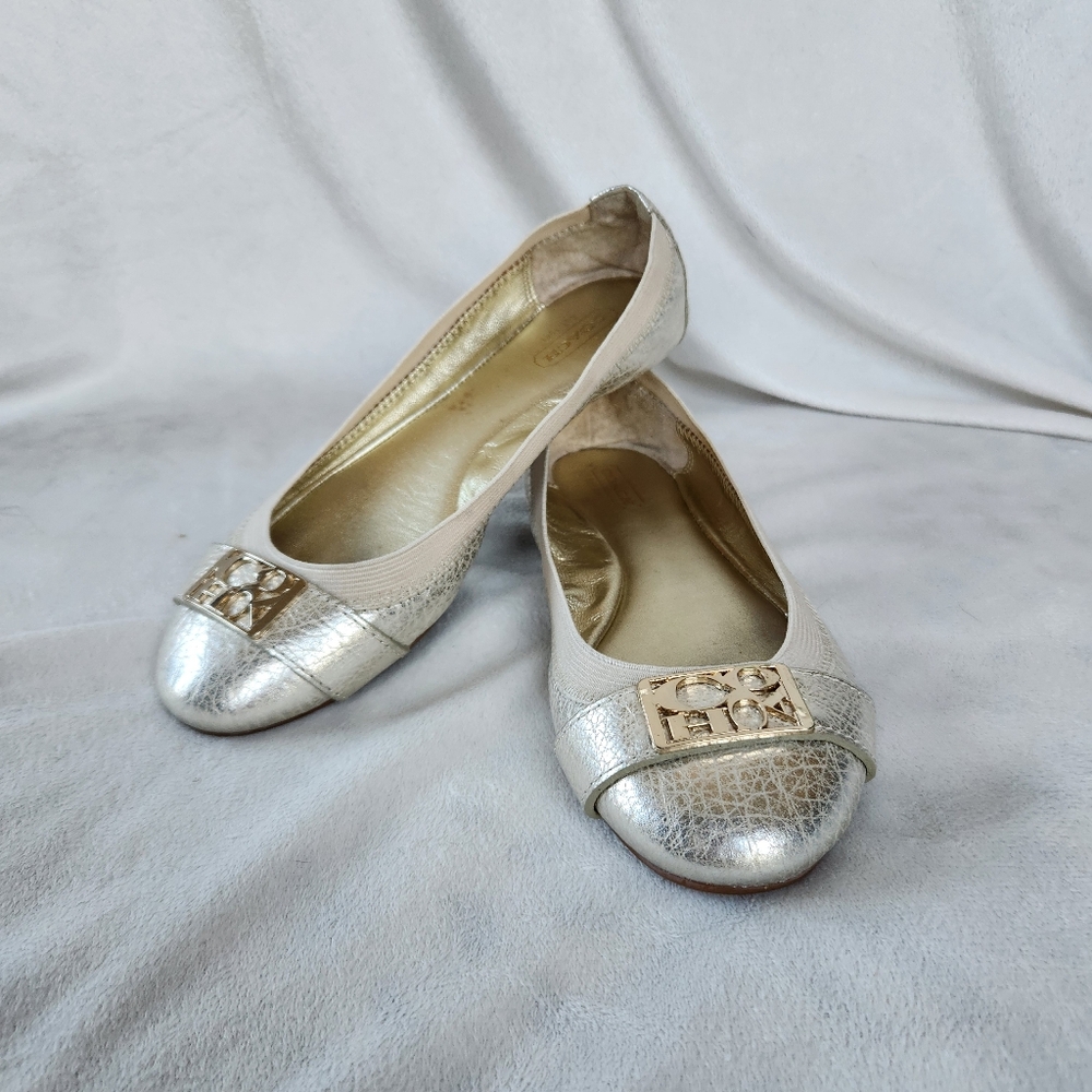 Coach 'Dora' Ballet Flat with Gold Accents size 6B